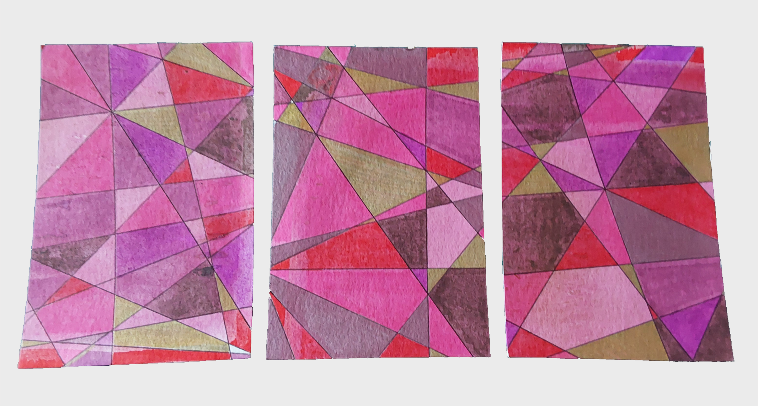 Lot de trois cartes postales motifs géométriques