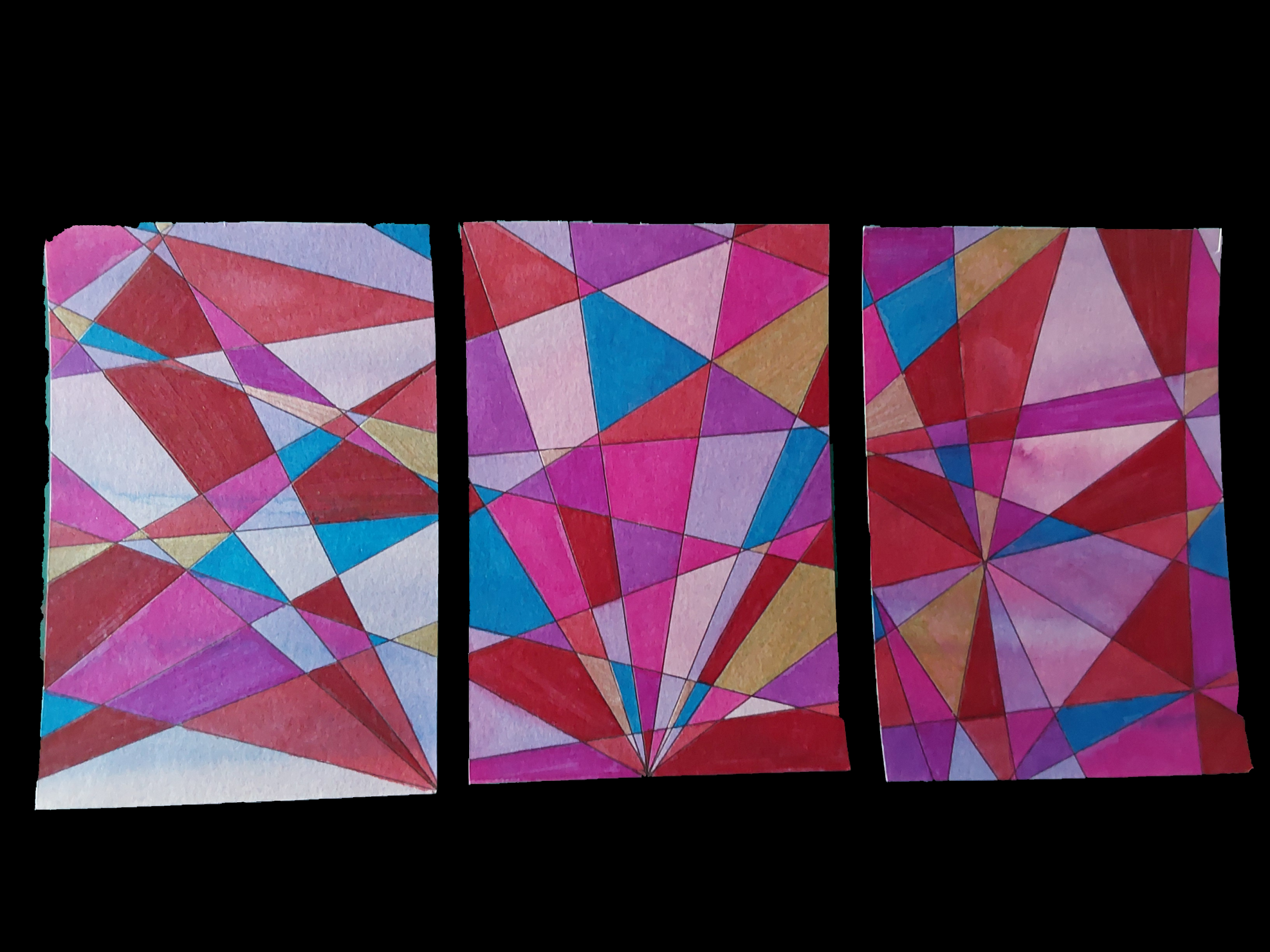 Lot de trois cartes postales avec un motif géométrique